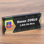 Askere Özel Kristal Masa İsimliği Jandarma Logolu Hediye İsimlik