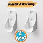 Askı Flanşı Elbise Askısı Dolap İçi Metal Boru Tutucu Plastik 2 Adet Beyaz Renk