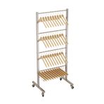 Askı İstifleyici, Tekerlekli 4 Katlı Askı Düzenleyici İstifleyici - 120 Askı için Zemine Monte Depolama Rafı, Dolap ve Çamaşır Odası için Mükemmel (110x50x40cm)