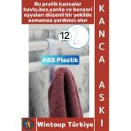 #Askı Montajsız Çok Amaçlı Küçük Eşya Havlu Çanta Mutfak Banyo Abs Sert Plastik Kanca Askı 12 Adet