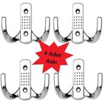 Askı Vestiyer Duvar Dolap Elbise Askısı Krom Metal Mobilya 4 Adet