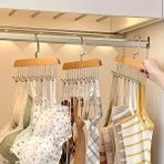 Askıcı Çok Amaçlı Ahşap Kıyafet Askısı 1 Adet Kancalı Iç Çamaşırı Kemer Sütyen Askısı 1 Adet - Naturel