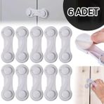 Askıcı Dolap Kilidi 6 Adet Bebek Güvenlik Kilidi - Beyaz
