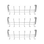 Askıcı Metal Kapı Arkası Askılık 3 Adet 12 Kancalı Paslanmaz Krom - Metal Rengi