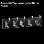 Askıcı Şeffaf Güçlü Kendinden Yapışkanlı 2 Adet Kapı Duvar Askısı 2 Adet