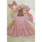 Askıları Fırfırlı Kat Kat Pembe Kız Çocuk Elbise Bandana Takım 1-8 Yaş - 2 Yaş