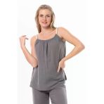 Askılı Alaçatı Yazlık Müslin Bluz Gri Gri L/Xl Gri