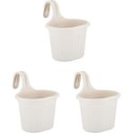 Askılı Balkon Saksı Seti, 22.2 Cm, 3 Litre, 3 Adet, Beyaz