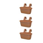 Askılı Balkon Saksısı Bahçe Saksısı Orta Boy Saksı 6 Litre 3 Adet 37x27x25 Kahverengi