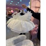 Askılı Çocuk Gelinlik Krem Vintage Kız Bebek Elbise,Doğum günü elbise,fotoğraf çekim elbise,0-12 Yaş Uygun