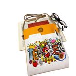 Askılı - Kitap Çantası/Tablet Çantası/Ebook Çantası/Book Sleeve/Tablet Sleeve – Çıkarılabilir Askı, Çok Amaçlı Çanta (Best Teacher Ever, Sarı)