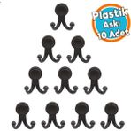 Askılık Vestiyer Duvar Askısı Dolap Elbise Askılığı Plastik Siyah 10 Adet