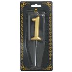 aşkın concept 1 Rakam Pasta Mumu Büyük Boy Gold Altın 16 cm