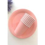 aşkın concept Somon Makaron Pastel Karton Tabak Bardak Set 8 li Parti Malzemeleri