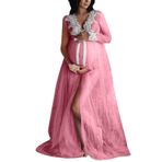 Askwho Maternity gece elbisesi, hamile modası, seksi, tül, bornoz, uzun iç çamaşırı, gecelik, hamile elbisesi, gece elbisesi, gelin bornozu, iç çamaşırı, kutlama için, hamile, Şarap, M