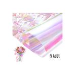 ASL ArtPaper Hologram / İridescent Şeffaf Çiçek Buket Paketleme ve Su Geçirmez Ambalaj Kağıdı 58x58 cm - (5 Adet)