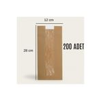ASL ArtPaper Pencereli Kraft Şamua Kese Kağıdı 12x28 cm 200 Adet - Gıdaya Uygun Hediyelik Ambalaj Kağıt Poşet
