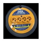 Asl ASL-1020 20 Metre 4 Priz Girişli Makaralı Uzatma Kablosu 3000W 3x1.5mm - Siyah