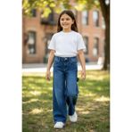 ASL GOLF CLUB Kız Çocuk Baggy Fit Geniş Bol Paça Jean Pantolon