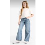 ASL GOLF CLUB Kız Çocuk Mavi Renk %100 Pamuk Ayarlanabilir Bel Rahat Kesim Wide Leg Denim Pantolon 6-15 Yaş