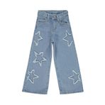 ASL GOLF CLUB Kız Çocuk Yıldız İşlemeli Buz Mavi Denim Pantolon 6-15 Yaş