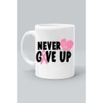 Asla Pes Etme Boks Never Give Up Pembe Eldiven Baskılı Klasik Beyaz Kupa Bardak