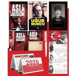 Asla Vazgeçme - Ayraç - Kartpostal - Poster - Uğur Mumcu - 2026 Ajanda Kalpaklı - Ay Yıldız Duvar Takvimi - Masa Takvimi