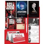 Asla Vazgeçme - Ayraç - Kartpostal - Poster - Yüzyılların Lideri Atatürk - 2026 Ajanda Gazi Paşa - Imza Duvar Takvimi - Masa Takvimi