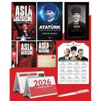 Asla Vazgeçme - Ayraç - Kartpostal - Poster - Yüzyılların Lideri Atatürk - 2026 Ajanda Kalpaklı - Ata Ahşap Duvar Takvimi - Masa Takvimi