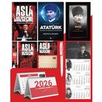 Asla Vazgeçme - Ayraç - Kartpostal - Poster - Yüzyılların Lideri Atatürk - 2026 Ajanda Komutan - Gazi Duvar Takvimi - Masa Takvimi