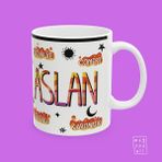 Aslan Burcu Leo Astroloji Temalı Özel Çizim Tasarım Hediyelik Porselen Kahve Kupası - Beyaz - 325 ml