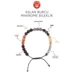 Aslan Burcu Taşlarından Oluşan Doğal Taş Makrome Bileklik 6 Mm Küre Kesim - Burç Bilekliği