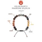 Aslan Burcu Taşlarından Oluşan Doğal Taş Makrome Bileklik 8 Mm Küre Kesim - Burç Bilekliği