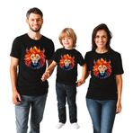 Aslan Lion Tshirt Anne Baba Çocuk Aile Kombini Tişört Siyah Unisex (Siyah, 8-9 Yaş)