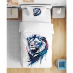 Aslan Renkli 3D Dijital Baskılı Tek Kişilik Çarşafsız Genç Erkek Çocuk Nevresim Takımı - Beyaz - Mavi - 160 x 220 cm