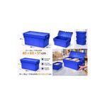 Aslan Ticaret 5Lİ 40 * 60 * 51 CM MAVİ MENTEŞE KAPAKLI PLASTİK KASA MAVİ