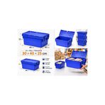 Aslan Ticaret 7Lİ 30 * 40 * 25 CM MAVİ MENTEŞE KAPAKLI PLASTİK KASA MAVİ