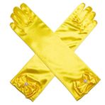 Aslana 11.5 inç uzun saten eldiven ilmek için 4-9 yrs kızlar çocuklar çiçek kız prenses Cosplay, 05 Sarı, 1-Pack