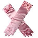 Aslana 11.5 inç uzun saten eldiven ilmek için 4-9 yrs kızlar çocuklar çiçek kız prenses Cosplay, 11 Açık Pembe, 1-Pack