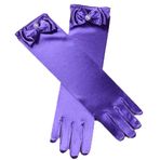 Aslana 11.5 inç uzun saten eldiven ilmek için 4-9 yrs kızlar çocuklar çiçek kız prenses Cosplay, 13 Mor, 1-Pack