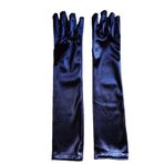 Aslana 14 "-15" Dirsek Uzun Saten Eldiven 4-9 yaş Kız Çocuk Çiçek Kız Prenses Cosplay, 18 Lacivert, 1-Pack