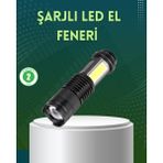 Aslanoğlu Store 4 Modlu USB Şarjlı LED El Feneri Kamp ve Outdoor