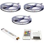 Asled 15 Metre Iç Rgb Şerit LED Ultra Slim Trafo Kumanda 3 Çip 5050 Double Pcb 15 mt Iç Set - Renkli