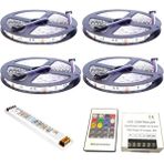 Asled 20 Metre Iç Rgb Şerit LED Ultra Slim Trafo Ve Kumanda 3 Çip 5050 Double Pcb 20 mt Iç Set - Renkli