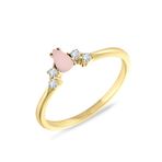 Aslı Gold Altın 14 Ayar Minimal Damla Opal Taşlı Yüzük (YZK0441)