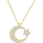 Aslı Gold Altın 14 Ayar Taşlı Ay Yıldız Kolye (KLY0277)