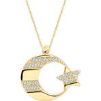 Aslı Gold Altın Ay Yıldız Taşlı Kolye (KLY0375)