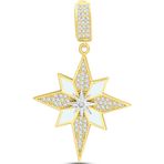 Aslı Gold Altın Beyaz Mineli Kuzey Yıldızı Charm Kolye Ucu (UC0274)
