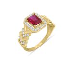 Aslı Gold Altın Kırmızı Baget Taşlı Yüzük (YZK1224)