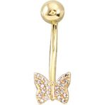 Aslı Gold Altın Mini Kelebekli Göbek Piercingi (PC0032)